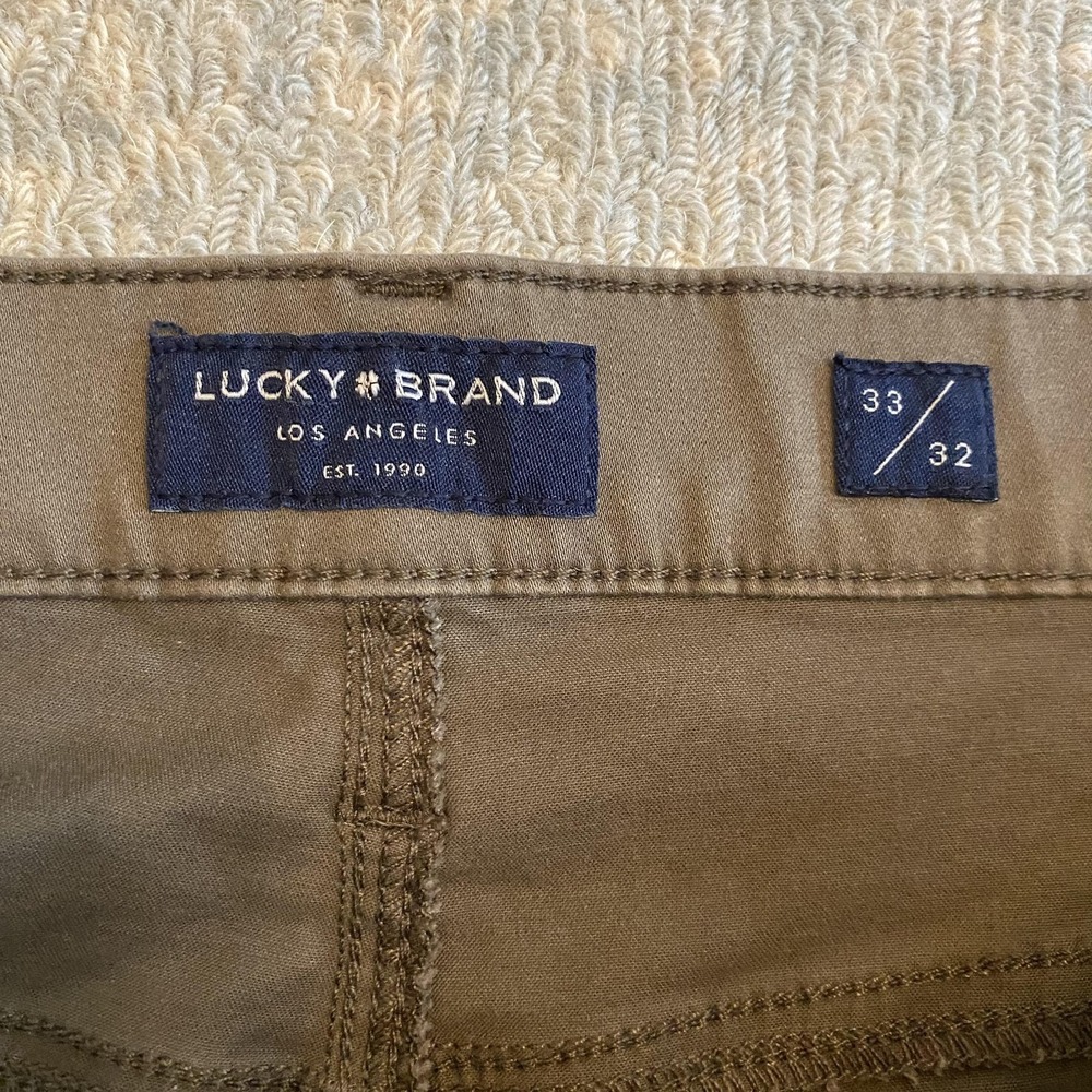 Lucky Brand 121 Slim Straight Pants Mens 33x32 Brown Stretch 5 Pocket Jeans - Picture 3 of 14